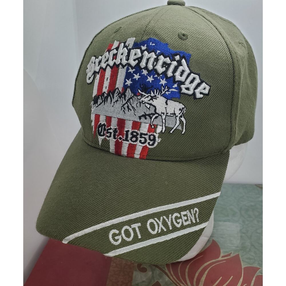 Big Bear Green Breckenridge Colorado Adjustable Back Embroidered Patch Hat Cap